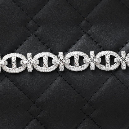 Iced Out Moissanite Clover Bracelet: 18 Carat Sterling Silver