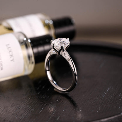 Solid Gold Oval Cut Moissanite Engagement Ring, Anniversary Gift for Women