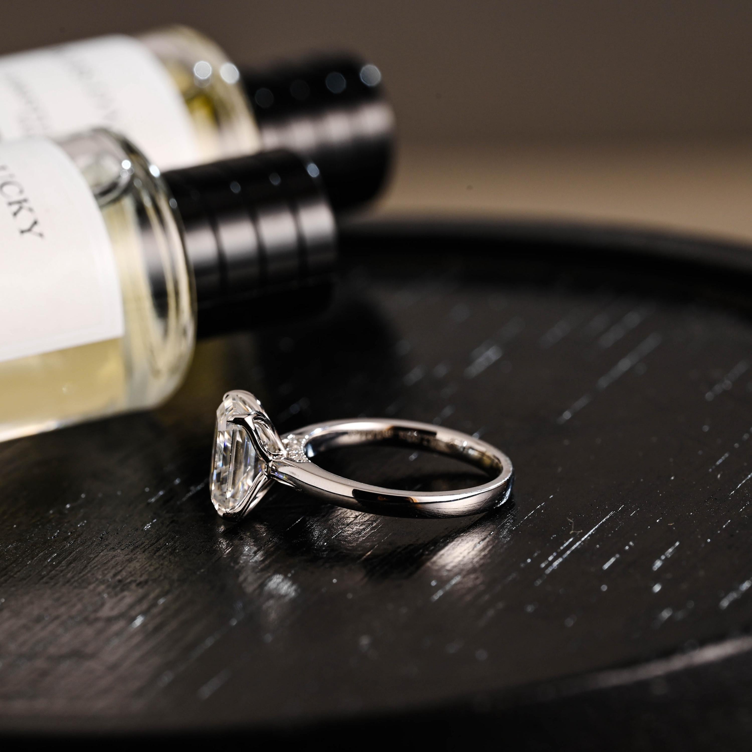 Solid Gold Emerald Cut Moissanite Engagement Ring, Proposal Ring, Promise Ring, Wedding Ring, Anniversary Gift for Birthday Gift Women Wife