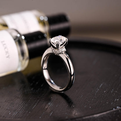 Solid Gold Oval Cut Moissanite Engagement Ring, Anniversary Gift Birthday Gift for Women Wife