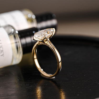 Tulip Marquise Moissanite Engagement Ring, Solid Gold Promise Ring
