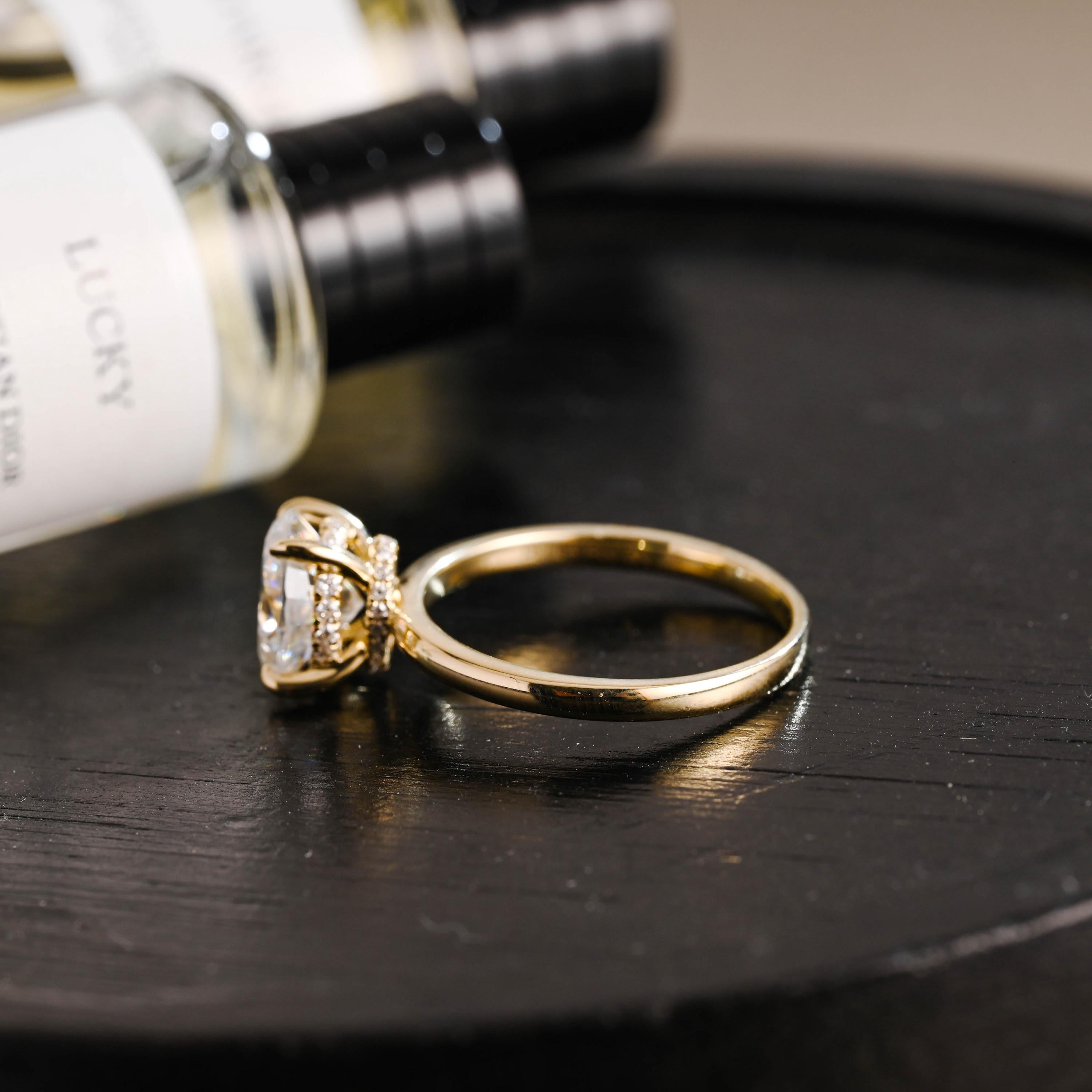 Solid Gold Oval Cut Moissanite Engagement Ring, Anniversary Gift Birthday Gift for Women Wife