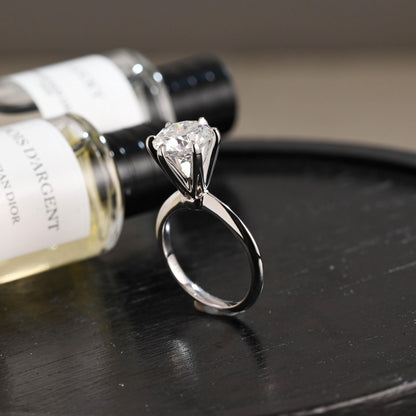 Solid Gold High Setting Round Moissanite Engagement Ring, Anniversary Gift Birthday Gift for Wife