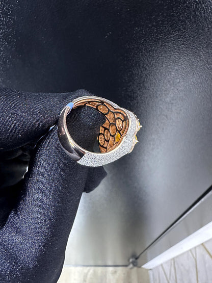 Oversized Moissanite Diamond Men's Ring: Yellow Sapphire Hip Hop Bling