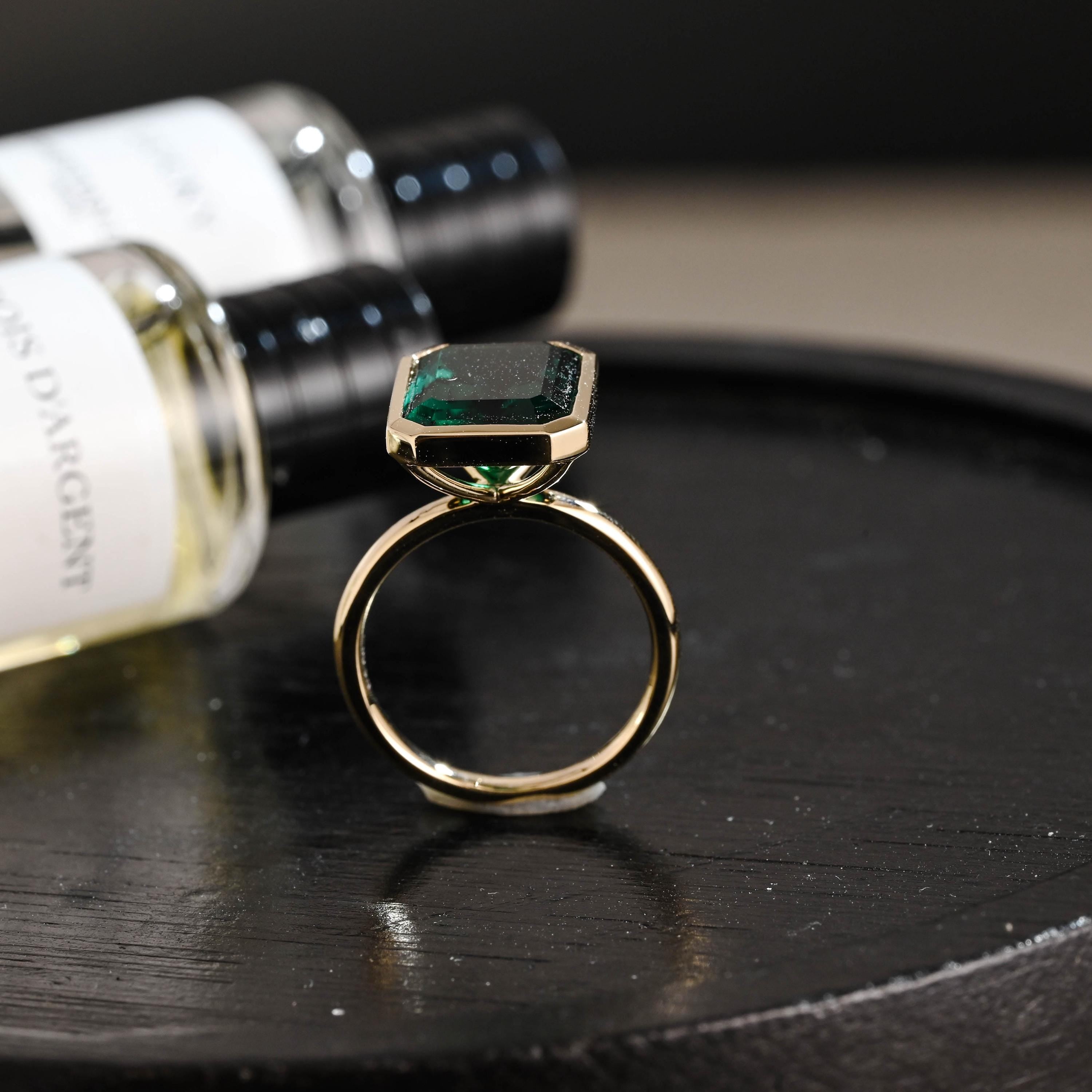 Solid Gold Lab Grown Emerald Engagement Ring, Promise Ring, Wedding Ring, Anniversary Gift Birthday Gift Valentine's Day Gift for Women Wife