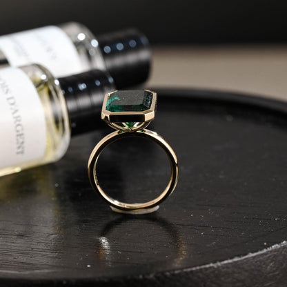 Solid Gold Lab Grown Emerald Engagement Ring, Promise Ring, Wedding Ring, Anniversary Gift Birthday Gift Valentine's Day Gift for Women Wife