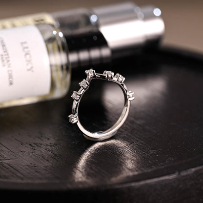 Solid Gold Moissanite Wedding Band, Round Cut Anniversary Ring