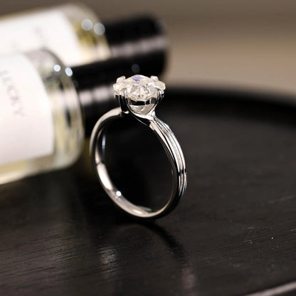 Solid Gold Asscher Cut Moissanite Engagement Ring, Anniversary Gift Birthday Gift for Women Wife