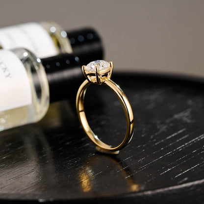 Solid Gold Cushion Cut Moissanite Engagement Ring, Solitaire Cushion Cut Moissanite Wedding Ring, Anniversary Ring, Low Setting Cushion Ring