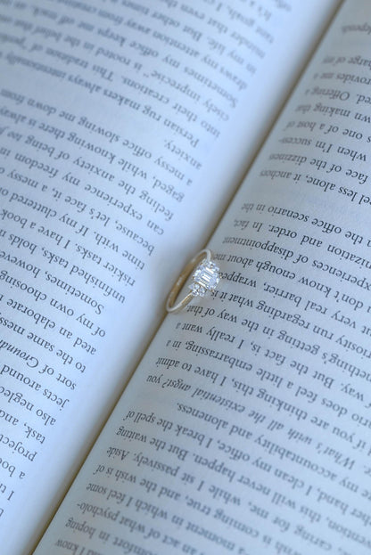 Solid Gold Emerald Cut Moissanite Engagement Ring, Proposal Ring, Promise Ring, Wedding Ring, Anniversary Gift Birthday Gift for Women