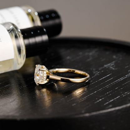 Solid Gold Oval Cut Moissanite Engagement Ring, Anniversary Gift Birthday Gift for Women Wife