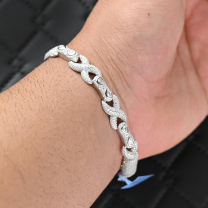 Iced Out Moissanite Infinity Bracelet: 925 Sterling Silver, 10 Carat