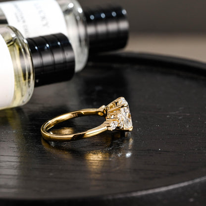 Solid Gold Oval Cut Moissanite Engagement Ring, Anniversary Gift for Women