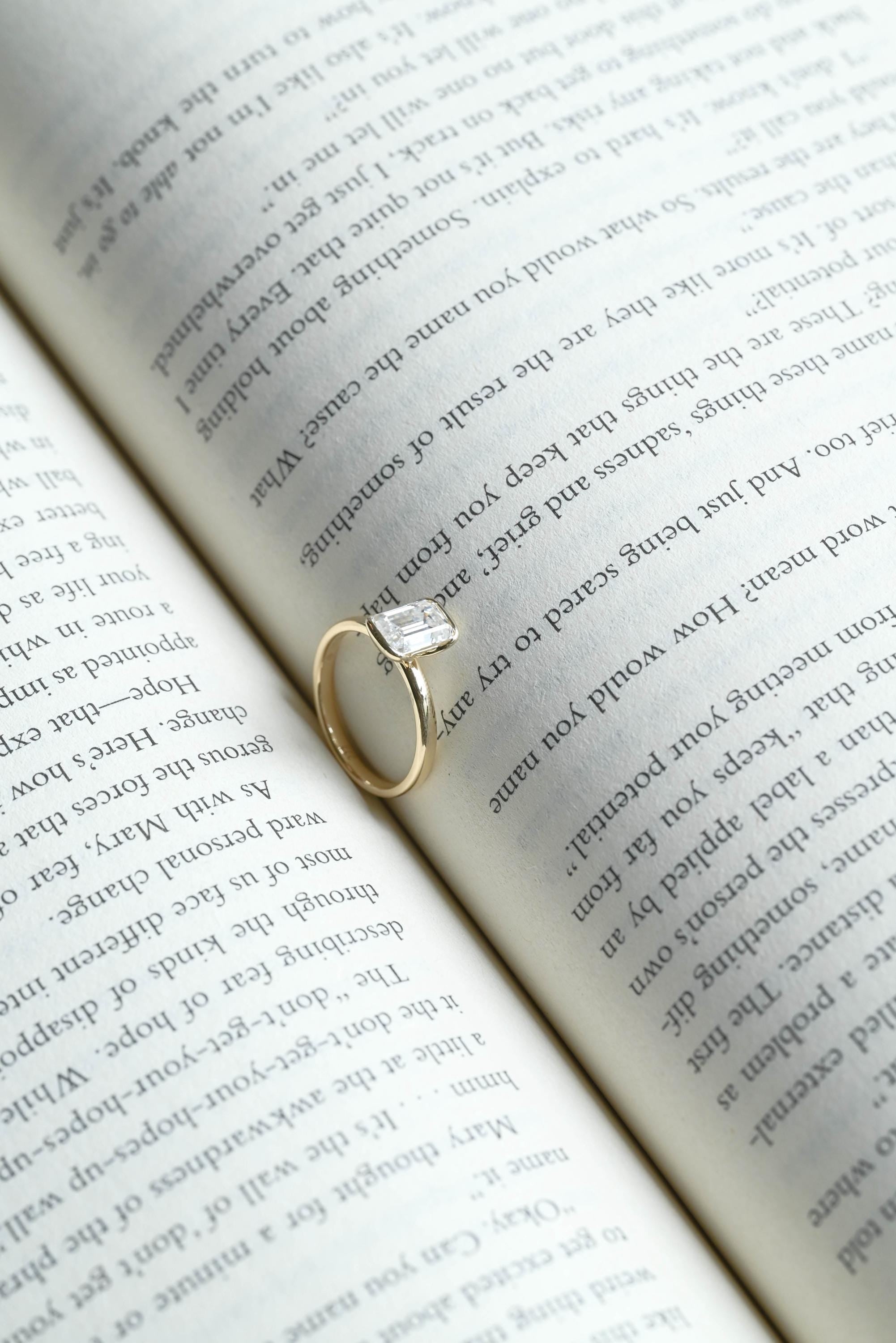 Solid Gold Emerald Cut Moissanite Engagement Ring, Proposal Ring, Promise Ring, Wedding Ring, Anniversary Gift Birthday Gift for Women Wife
