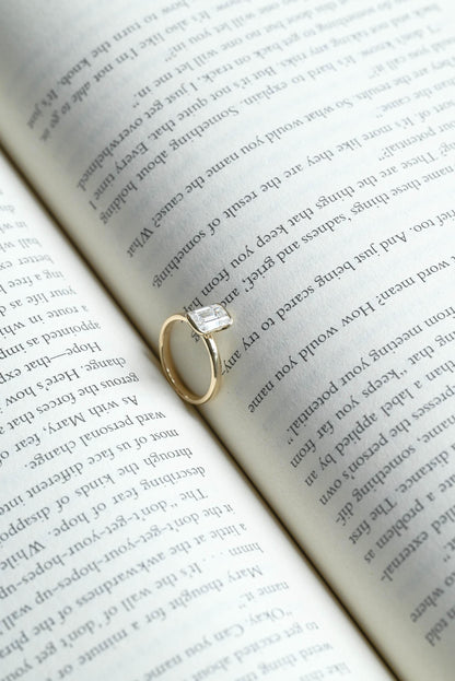 Solid Gold Emerald Cut Moissanite Engagement Ring, Proposal Ring, Promise Ring, Wedding Ring, Anniversary Gift Birthday Gift for Women Wife