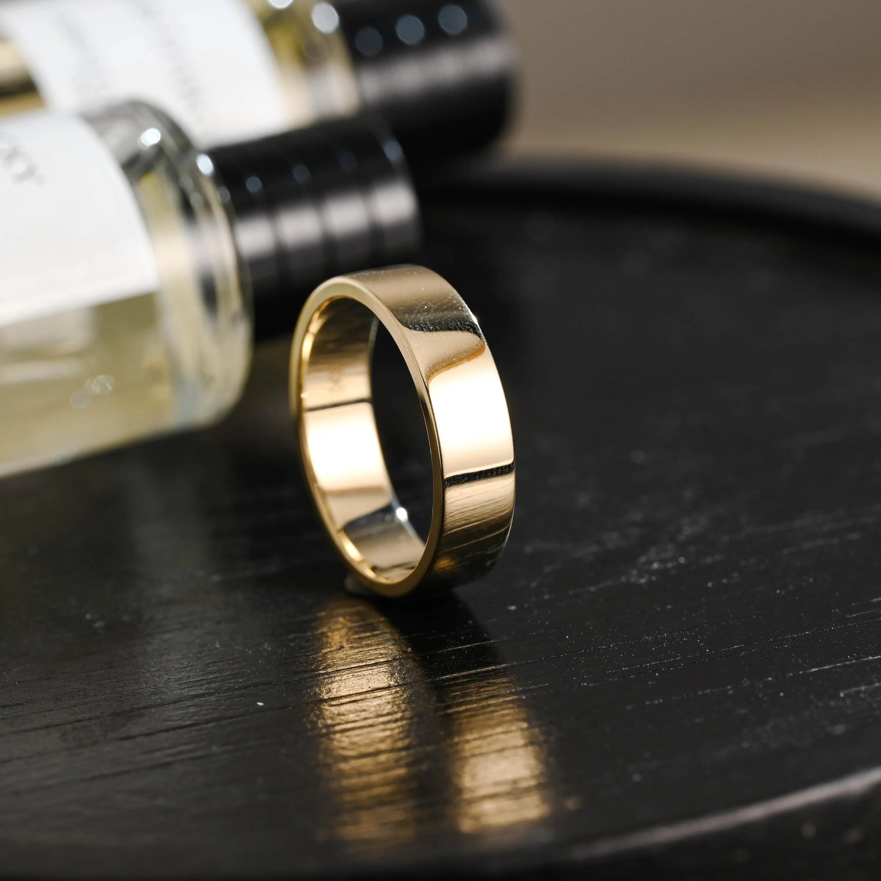 5mm Solid Gold Men's Wedding Band, Wedding Ring, Plain Gold Matching Band, Anniversary Gift Birthday Gift Valentine's Day Gift for Men Women
