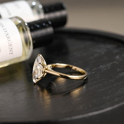 Tulip Marquise Moissanite Solid Gold Engagement Ring