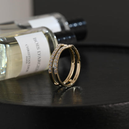Solid Gold Round Cut Moissanite Wedding Band, Enhancer Matching Ring