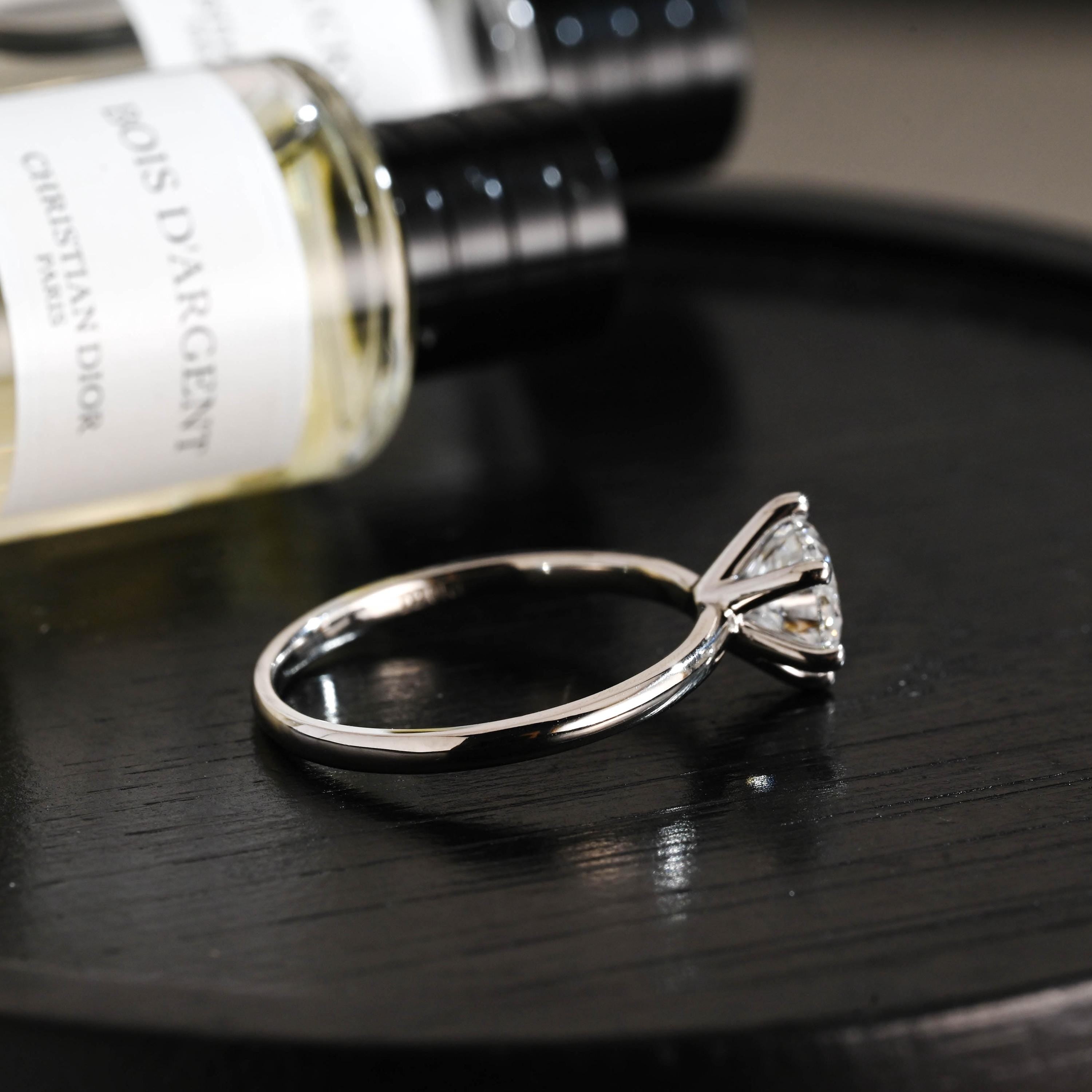 Solid Gold Solitaire Round Cut Moissanite Engagement Ring, Wedding Ring