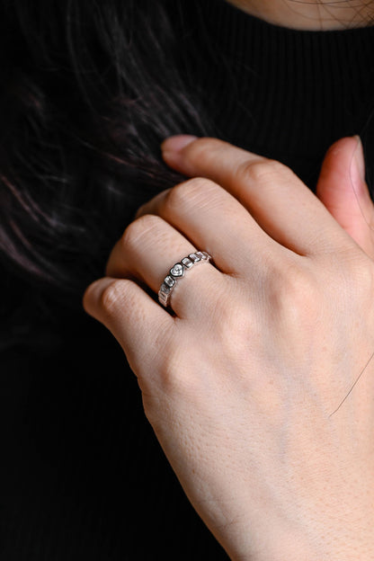 Solid Gold Heart & Emerald Cut Moissanite Wedding Band, Anniversary Gift