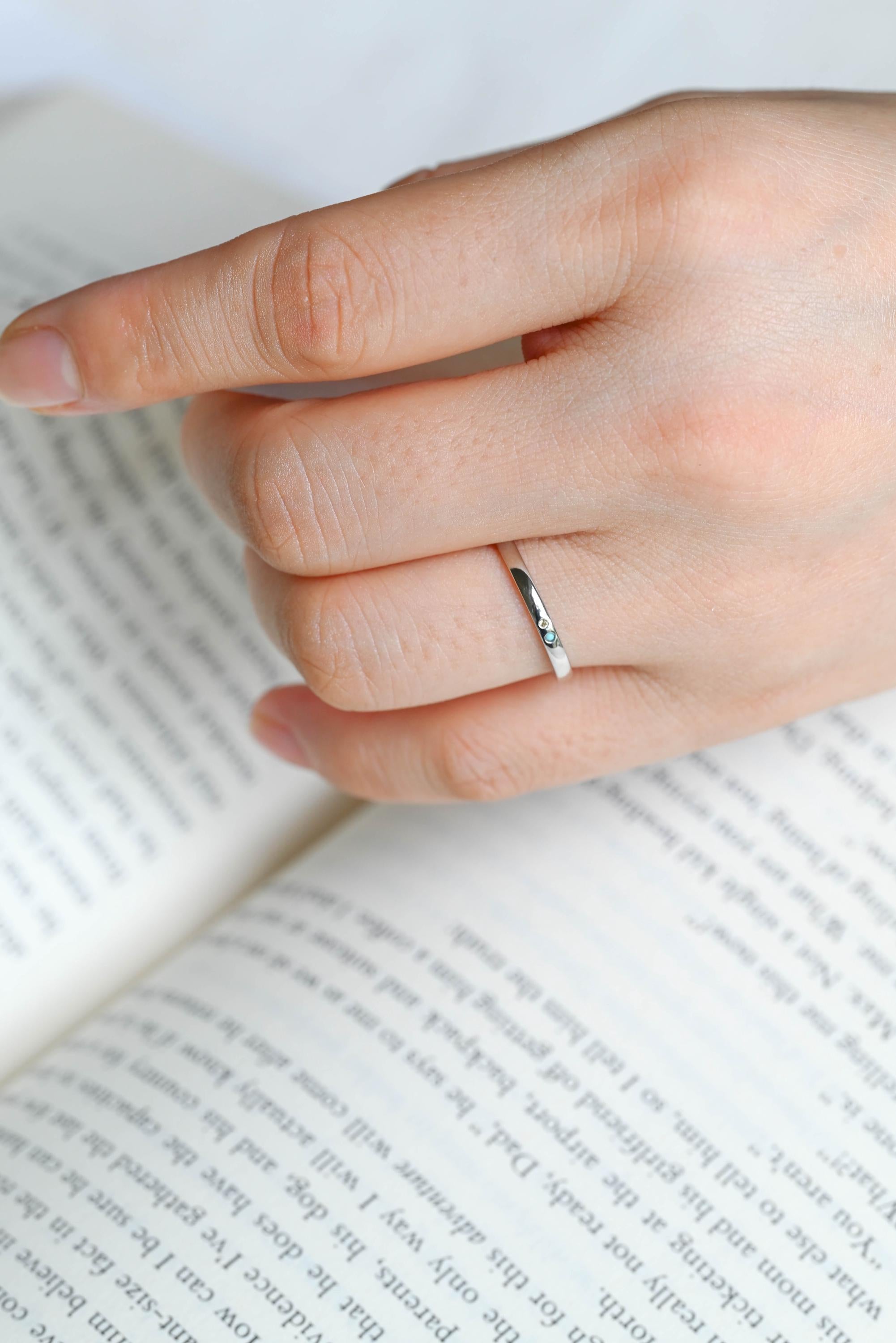 Solid Gold Citrine & Turquoise Wedding Band, Matching Ring