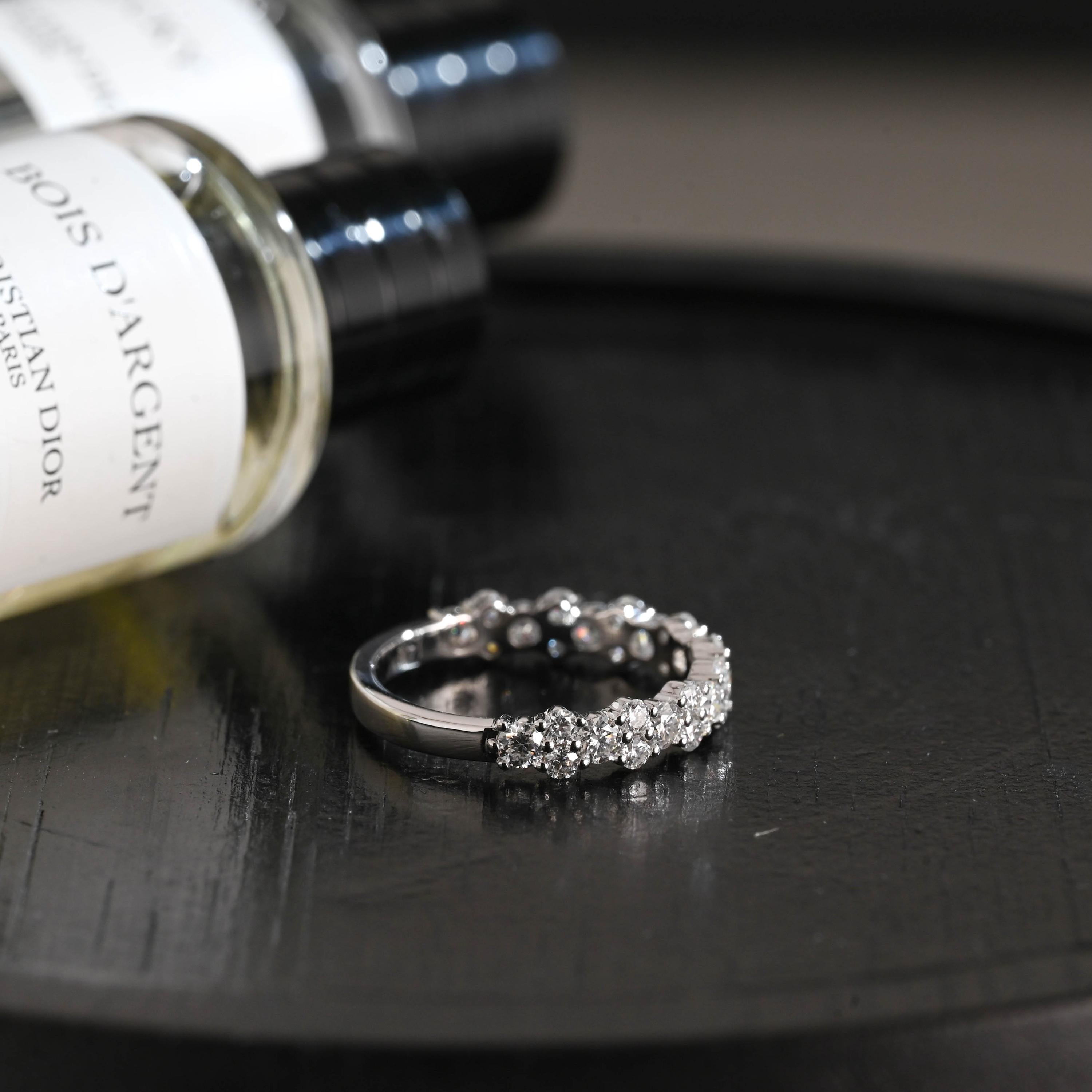 Solid Gold Round Cut Moissanite Wedding Band, Anniversary Ring