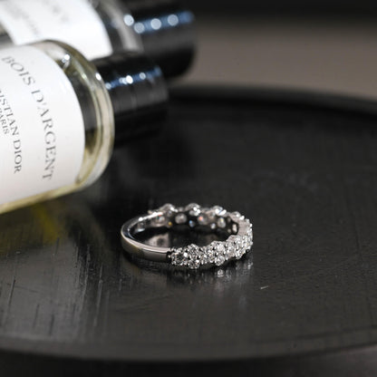 Solid Gold Round Cut Moissanite Wedding Band, Anniversary Ring