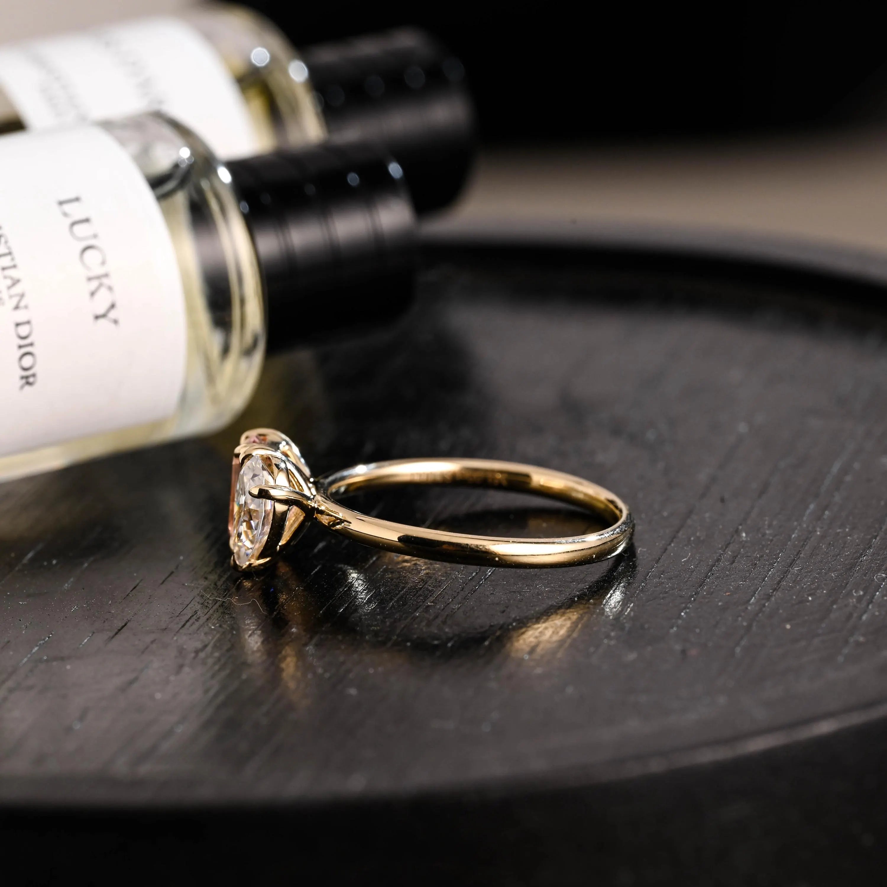 Solid Gold Toi et Moi Emerald Cut Pink Sapphire & Pear Cut Moissanite Engagement Ring