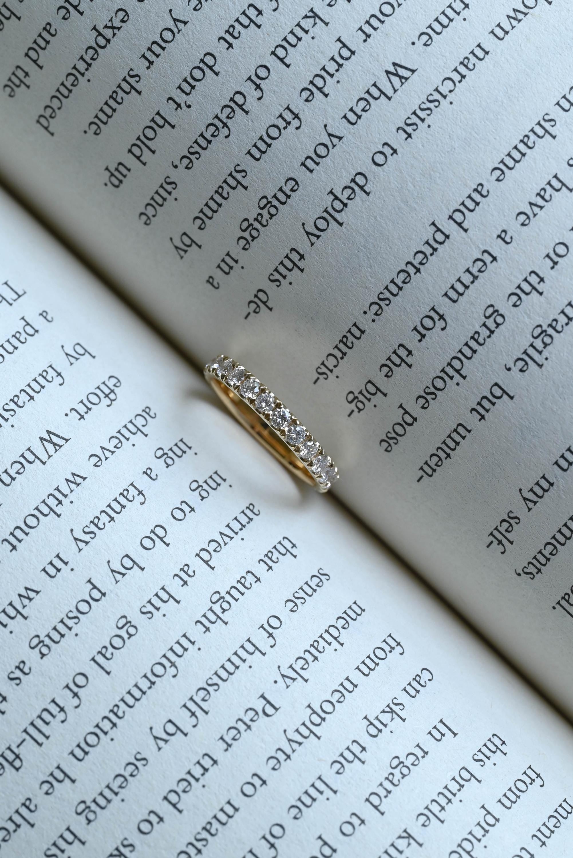 Solid Gold 3mm Round Cut Moissanite Wedding Band, Anniversary Ring