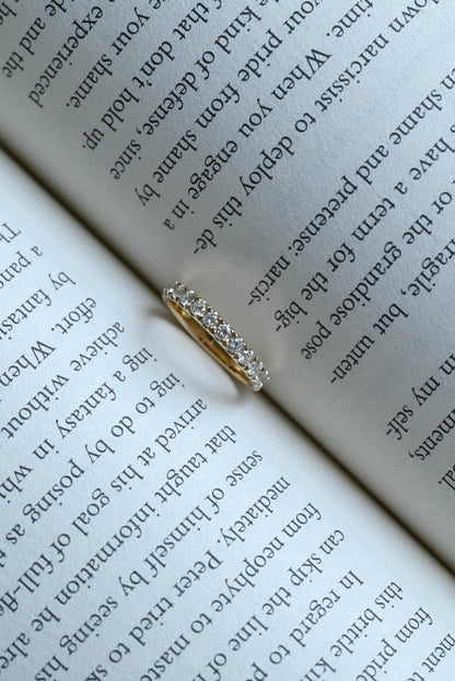 Solid Gold 3mm Round Cut Moissanite Wedding Band, Anniversary Ring