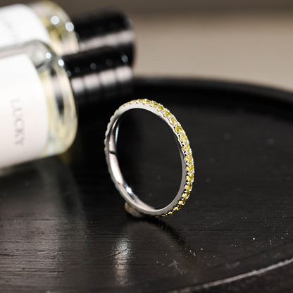 Solid Gold Yellow Sapphire Wedding Band, Matching Ring