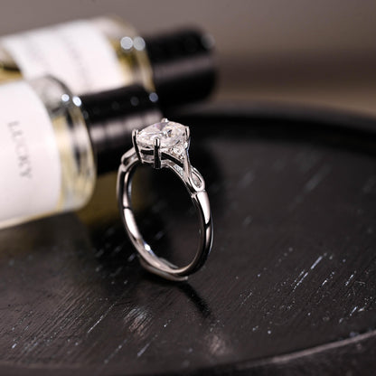 Solid Gold Oval Cut Moissanite Engagement Ring, Anniversary Gift for Women