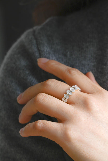 4*6mm Oval Moissanite Full Eternity Wedding Band, Solid Gold Ring
