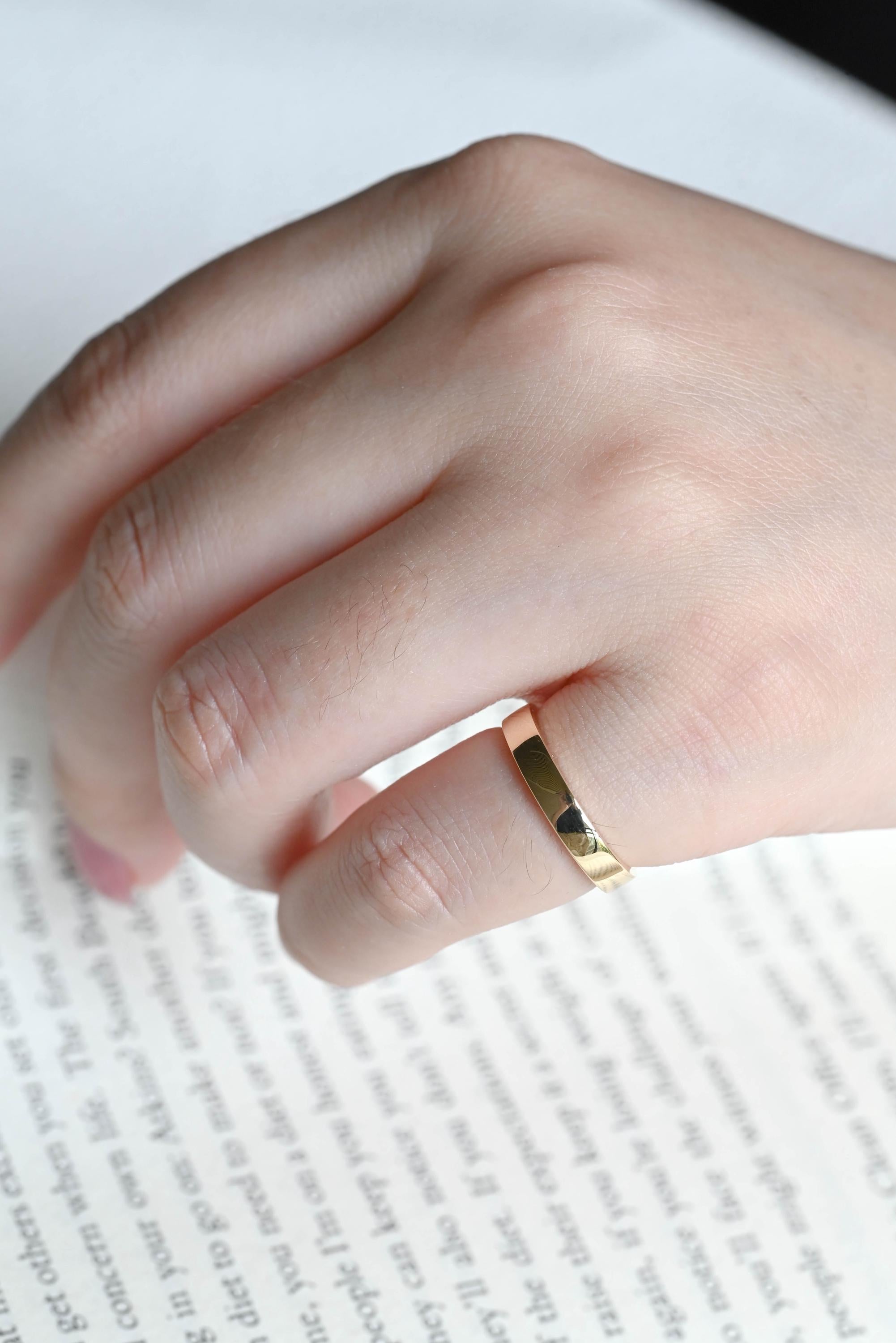Solid Gold Plain Wedding Band, 3mm Matching Band, Matching Ring, Stackable Wedding Ring, Wedding Accessories, Anniversary Gifts, Cigar Band