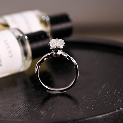 Solid Gold Emerald Cut Moissanite Engagement Ring, Proposal Ring, Promise Ring, Wedding Ring, Anniversary Gift Birthday Gift for Women Wife