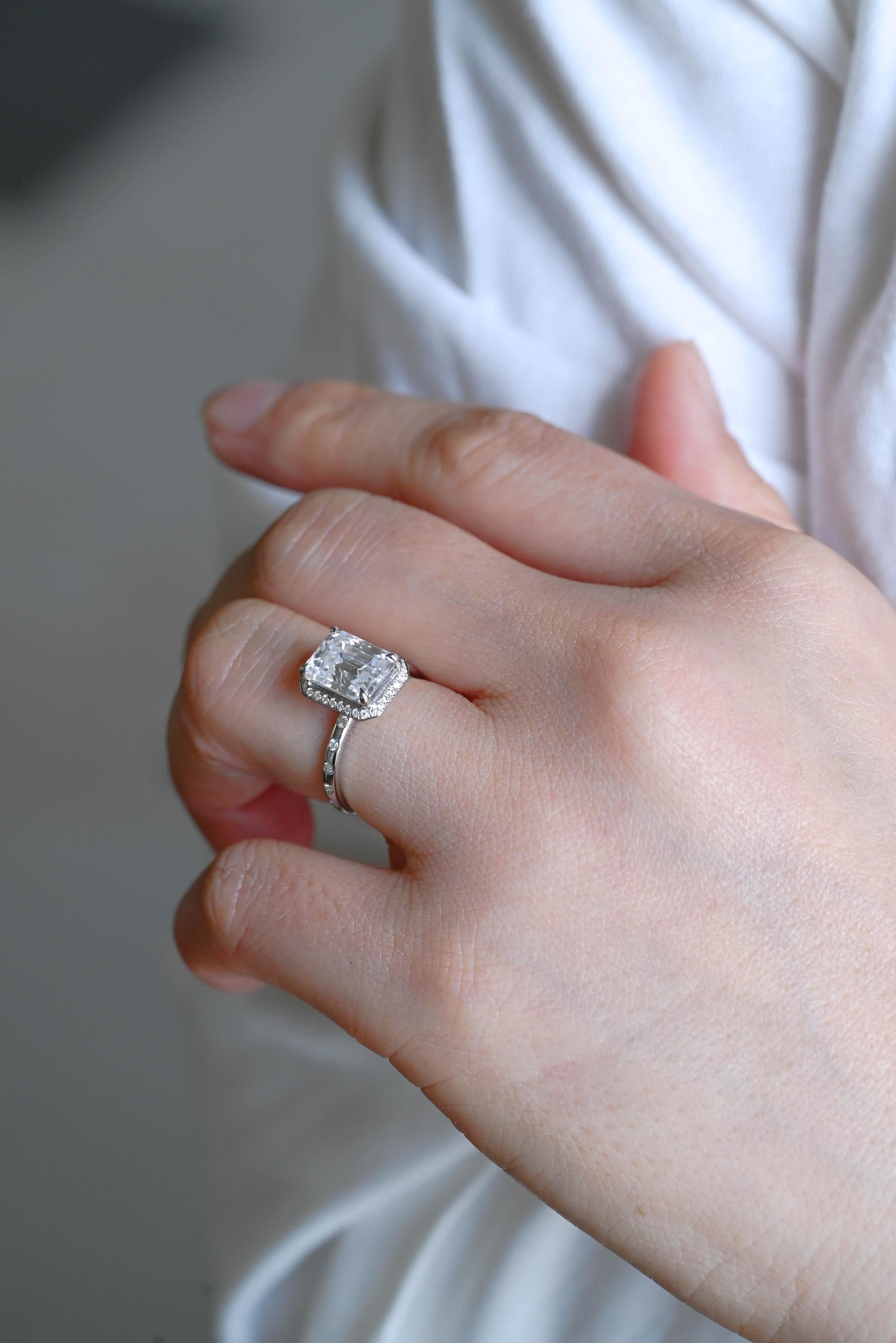 Solid Gold Emerald Cut Moissanite Engagement Ring, Proposal Ring, Promise Ring, Wedding Ring, Anniversary Gift Birthday Gift for Women Wife