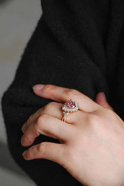 Solid Gold Heart Cut Moissanite Engagement Ring, Anniversary Gift Birthday Gift for Women Wife