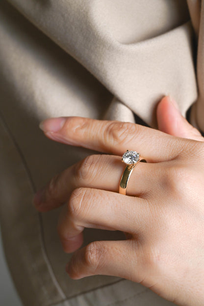 4mm Solid Gold Round Cut Moissanite Engagement Ring, Wedding Ring, Anniversary Gift for Women