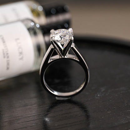 Solid Gold Round Cut Moissanite Engagement Ring, Proposal Ring, Birthday Gift for Women Wife