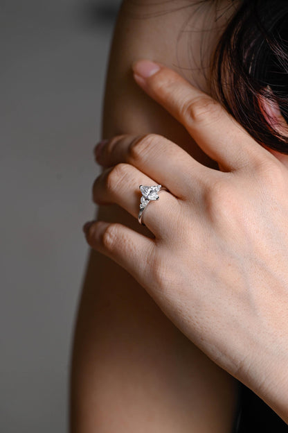 Solid Gold Marquise Moissanite Engagement Ring, Anniversary Gift