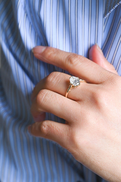 Solid Gold Oval Cut Moissanite Engagement Ring, Anniversary Gift Birthday Gift for Women Wife