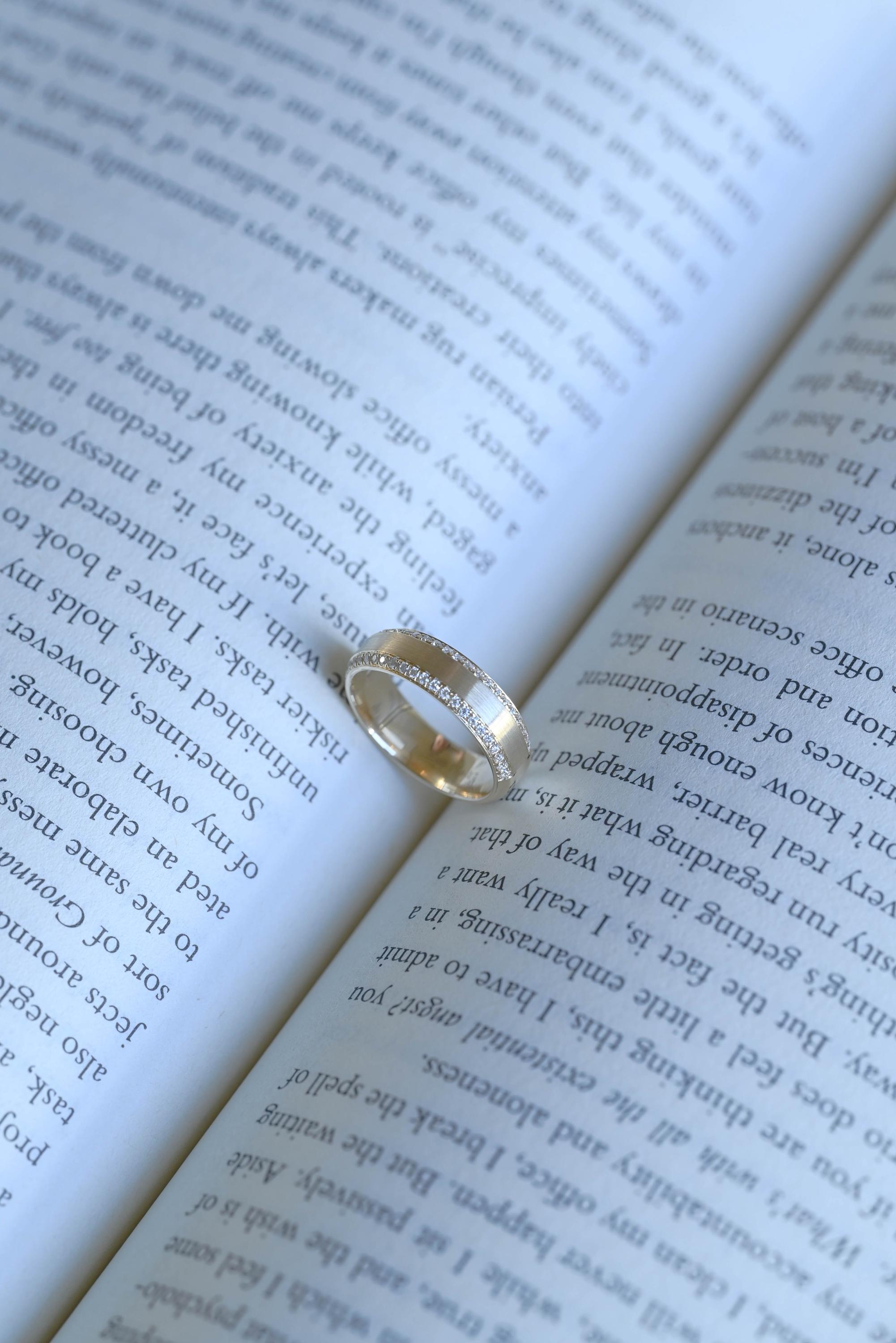 Solid Gold Round Cut Moissanite Wedding Band, Anniversary Ring
