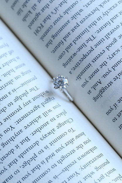 Solid Gold High Setting Round Moissanite Engagement Ring, Anniversary Gift Birthday Gift for Wife