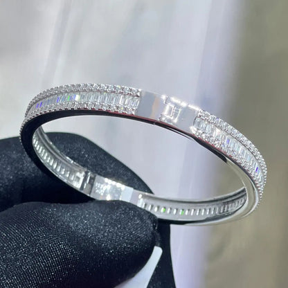 Moissanite Diamond Bangle Bracelet: 5.96ctw VVS, Sterling Silver