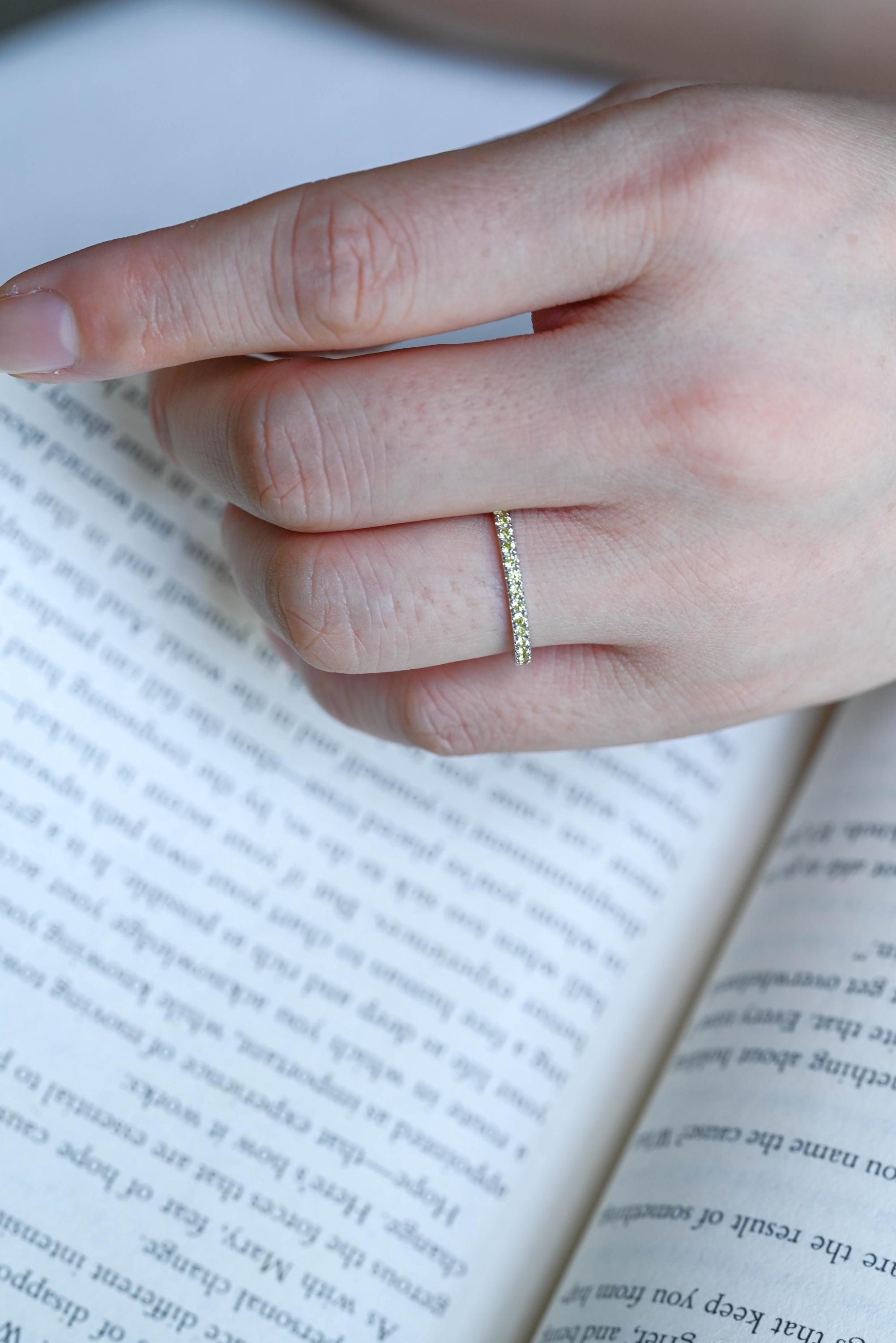 Solid Gold Yellow Sapphire Wedding Band, Matching Ring