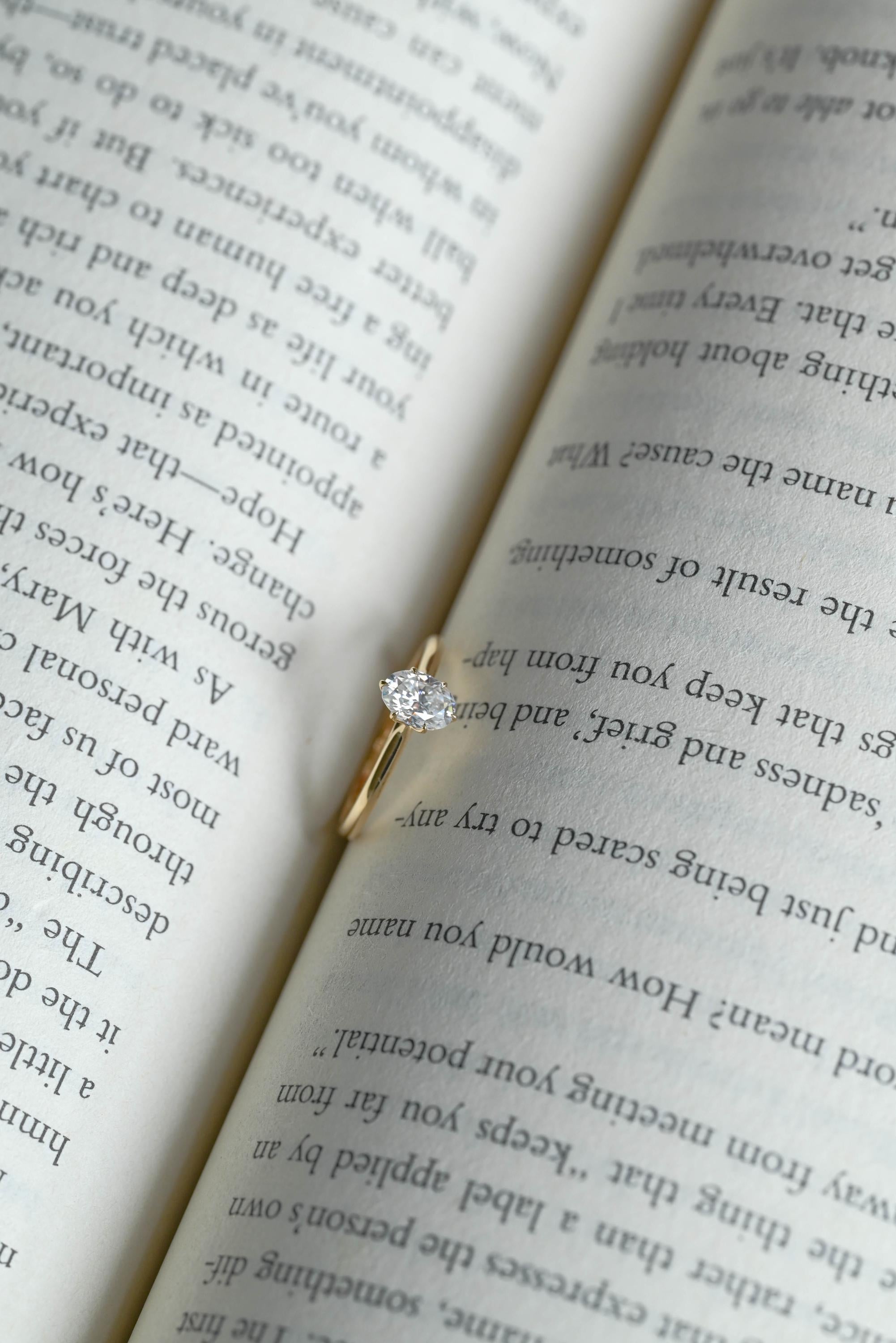 Solid Gold Oval Cut Moissanite Engagement Ring, Tulip Proposal Ring