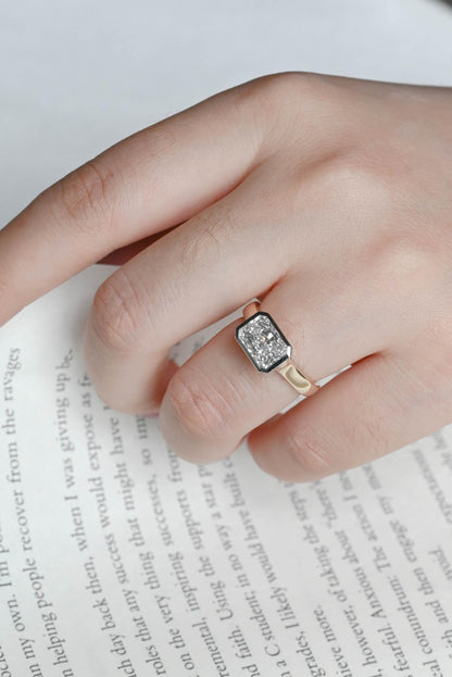 Solid Gold 3mm Radiant Cut Solitaire Moissanite Engagement Ring, Anniversary Gift for Her