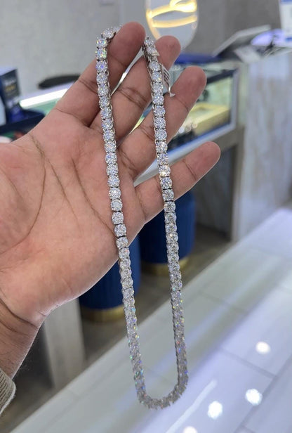 VVS1 Moissanite Diamond Tennis Chain Necklace, 925 Sterling Silver, Tennis Bracelet, Diamond Tennis Necklace, 5mm , 6mm , 7mm, 8mm Width