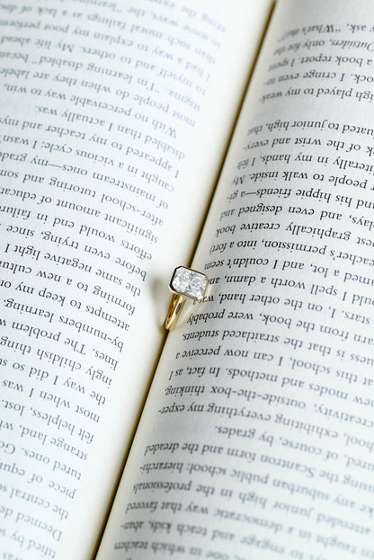 Solid Gold Radiant Cut Moissanite Engagement Ring, Anniversary Gift Birthday Gift for Women Wife