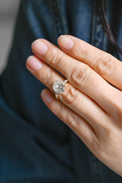 Solid Gold Oval Cut Moissanite Engagement Ring, Anniversary Gift for Women